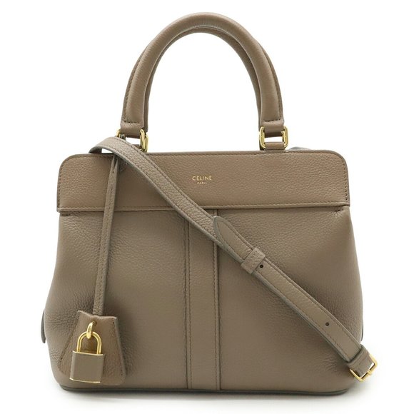 CELINE Gray Leather Shoulder Bag - Picture 1 of 10